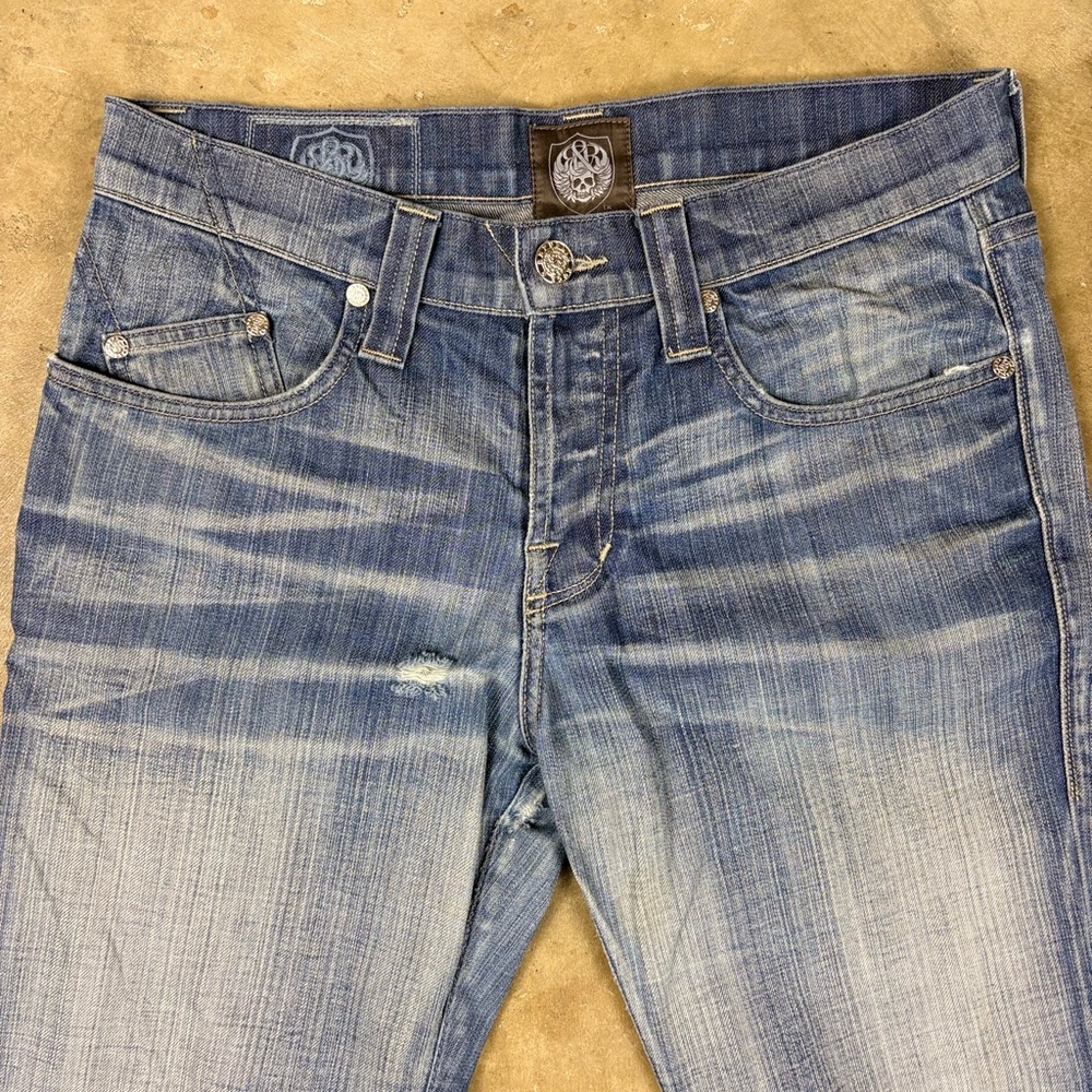 Men's Rock & Republic Distressed Blue Henlee Straight Leg Jeans Size 33